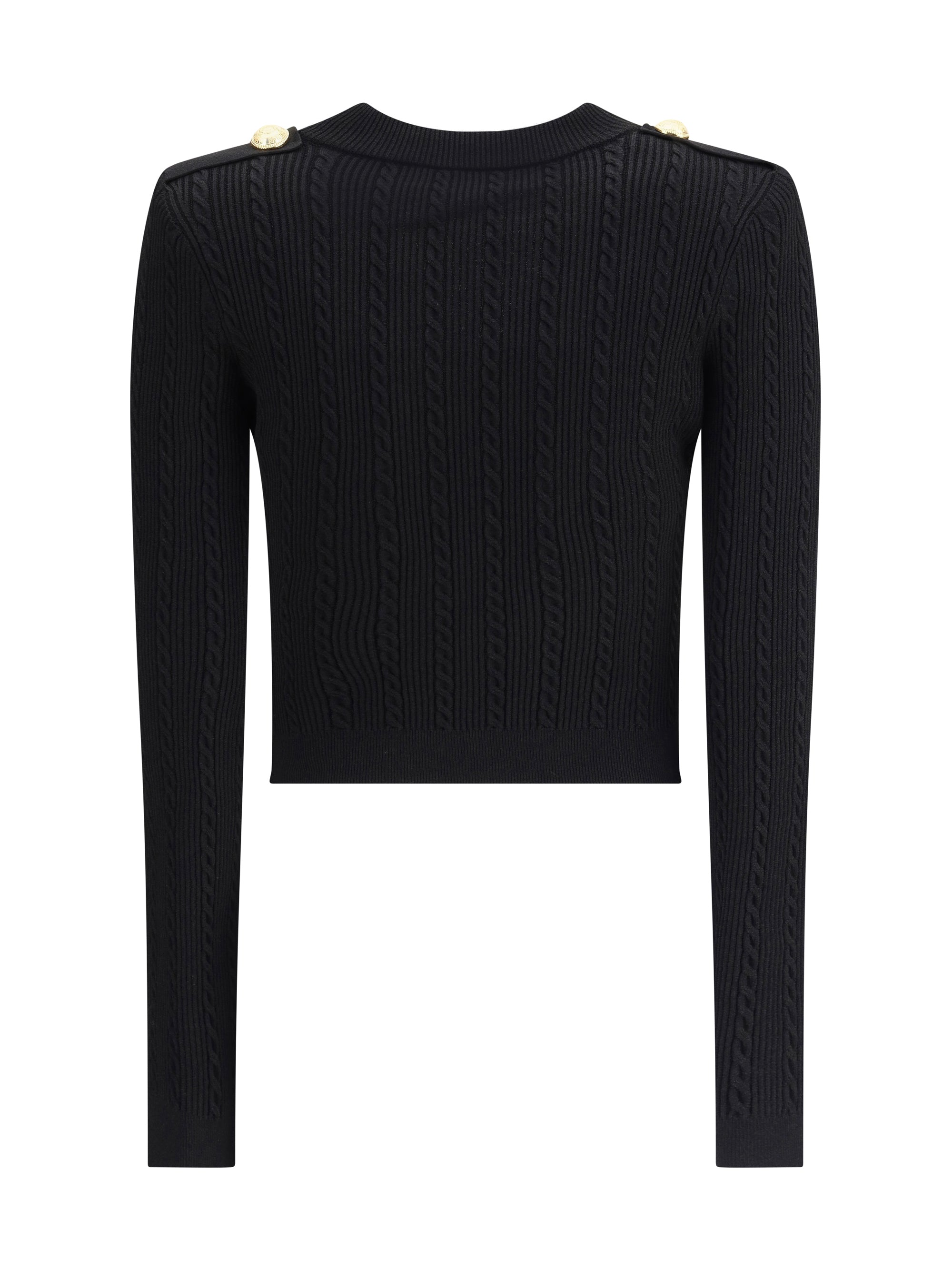 BALMAIN 36 ribbed and braided cardigan