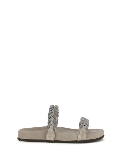 laurel leaf monili-embellished slides