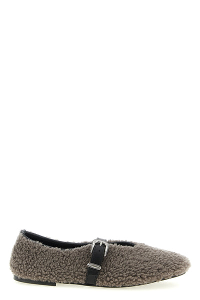 jude shearling and smooth leather ballet flats