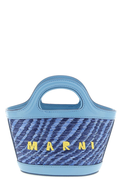 micro tropicalia handbag in raffia-effect fabric