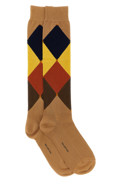 diamond-patterned cotton stocking