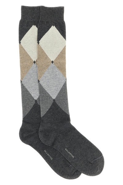 diamond-patterned cotton stocking