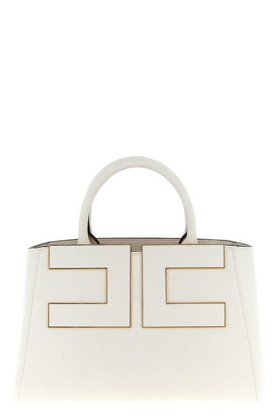 the elisabetta franchi tote bag stands out for its geometric and structured silh