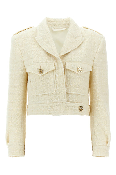 wool tweed military blazer