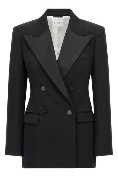 double-breasted grain de poudre wool blazer