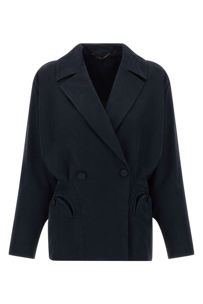 sharewood ares blazer in cotton blend and moiré viscose