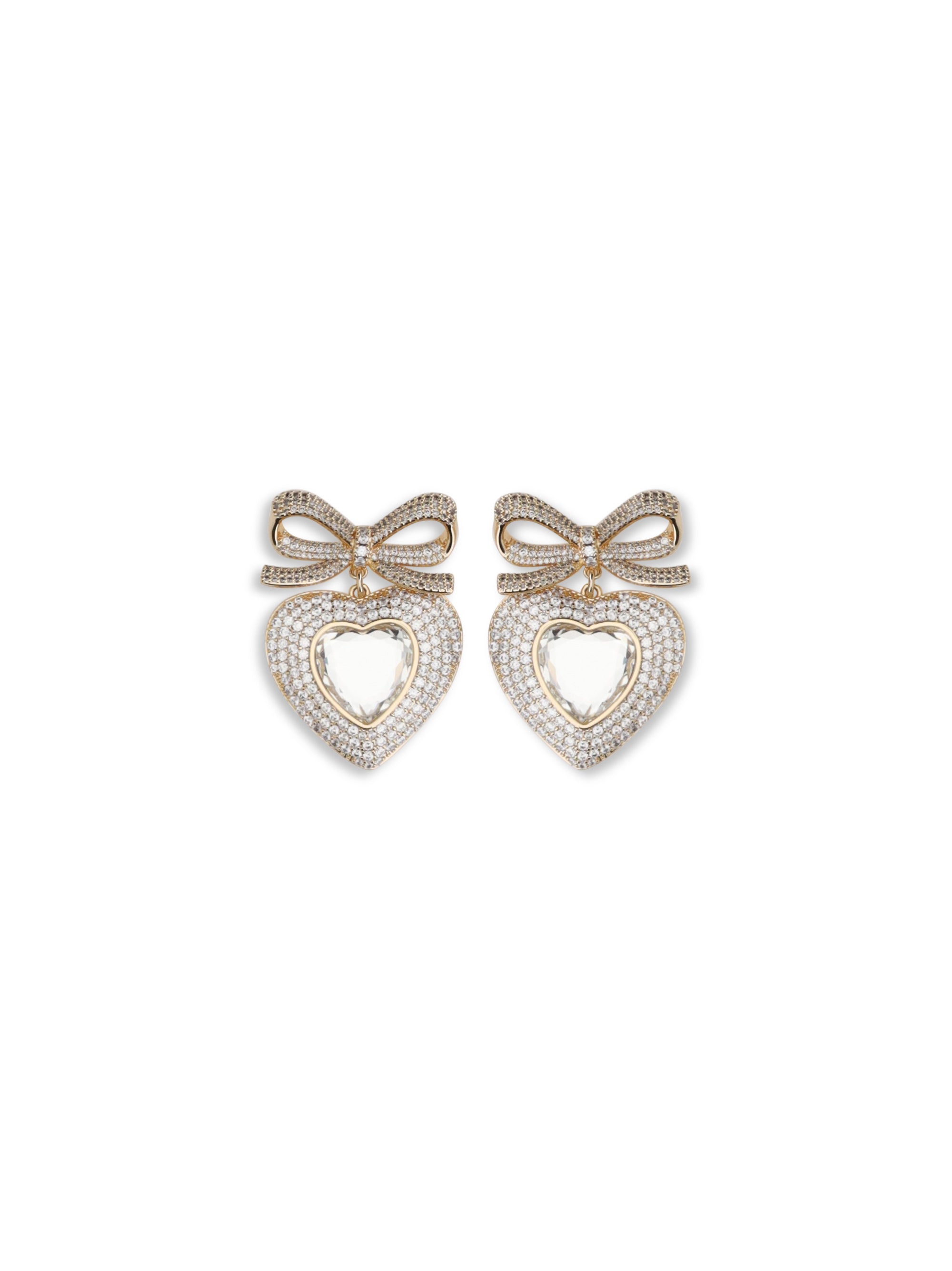 SELF-PORTRAIT OS heart shaped bow earrings
