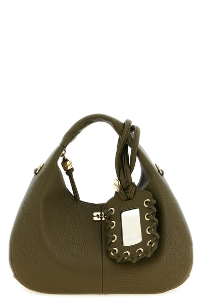 mini hobo handbag in hammered leather-effect fabric