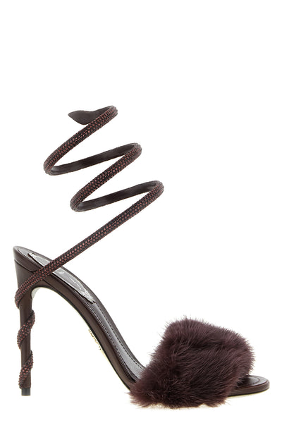 the rené caovilla cleo sandal redefines the codes of evening footwear through