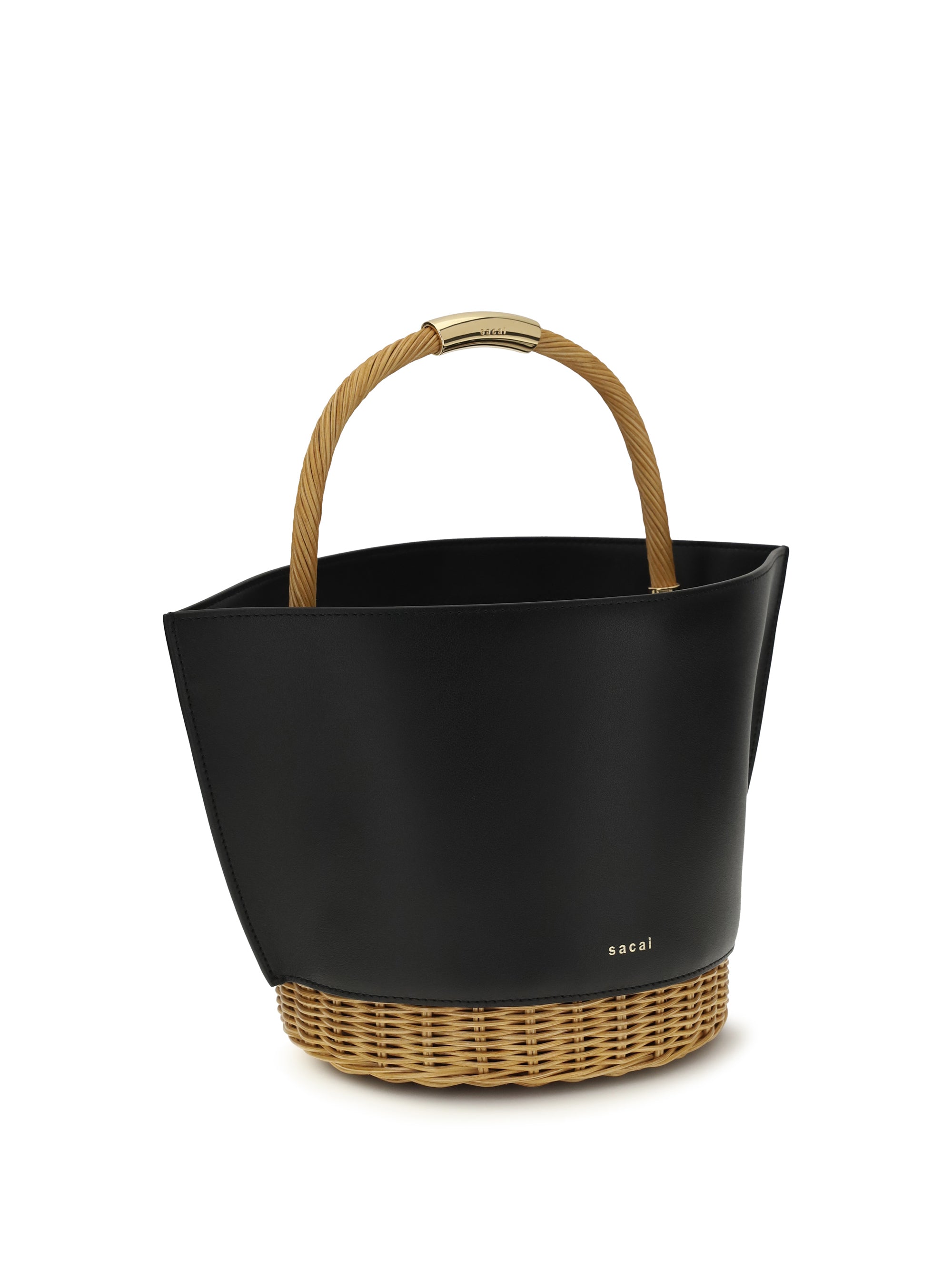 SACAI OS leather and rattan handbag