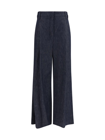 denim effect twill wide pants