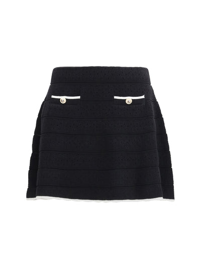 pointelle knit mini skirt