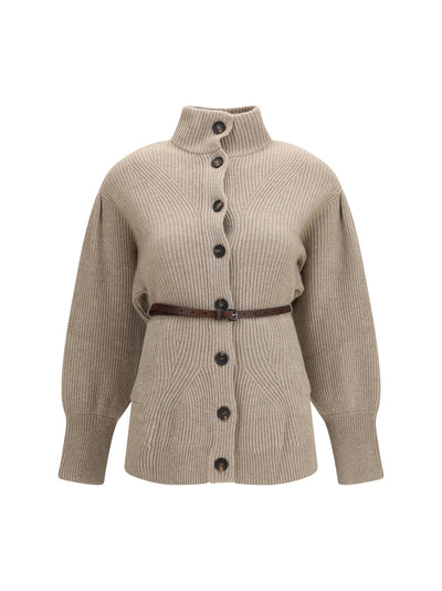 high neck cardigan with belt