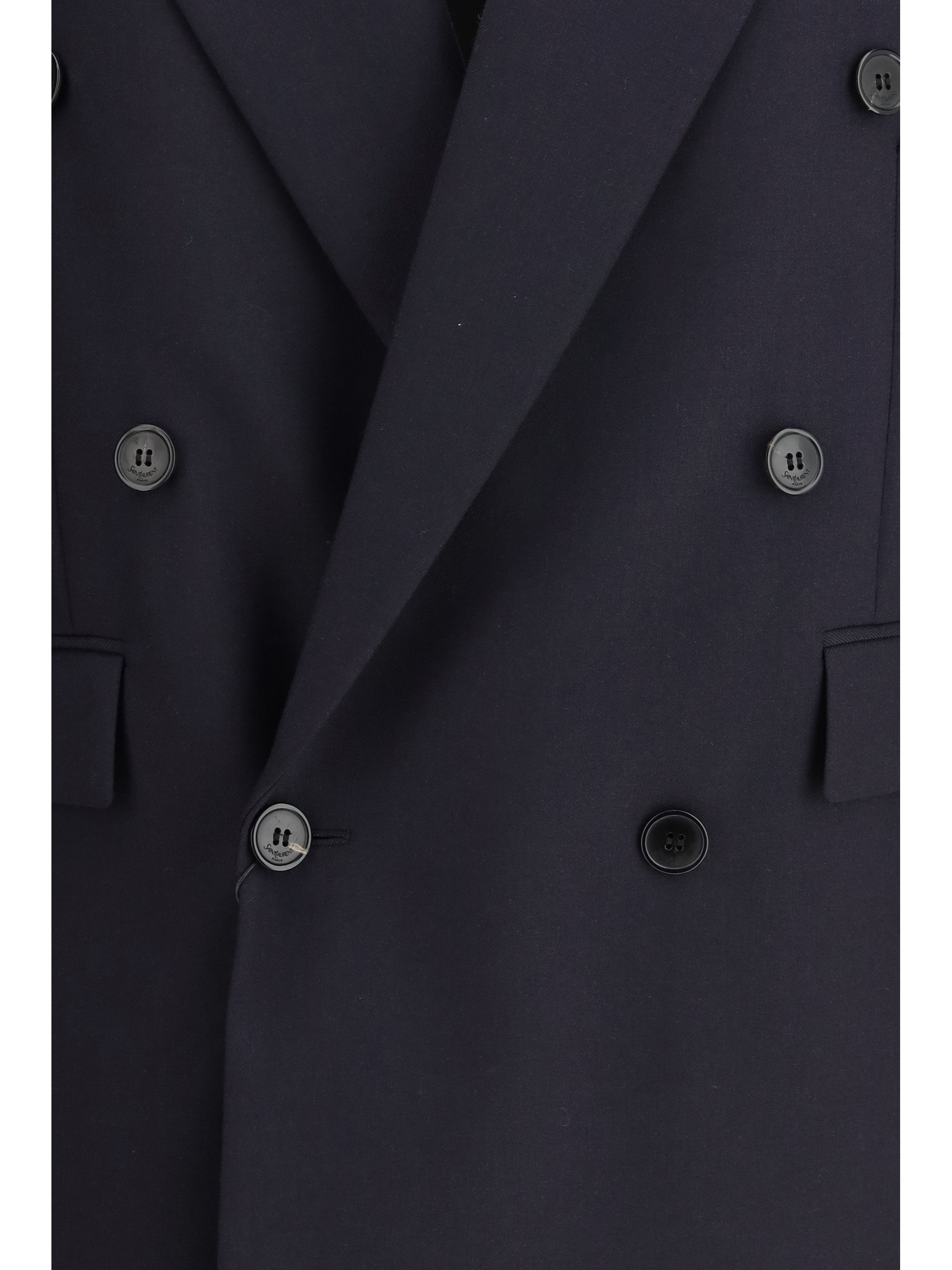 SAINT LAURENT 40 long wool-gabardine blazer