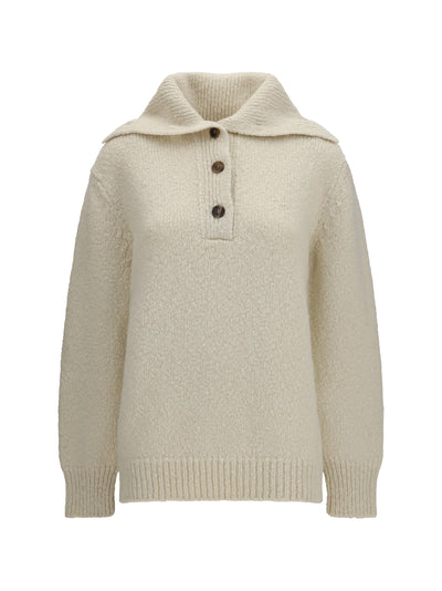 high-neck sailor sweater with buttons