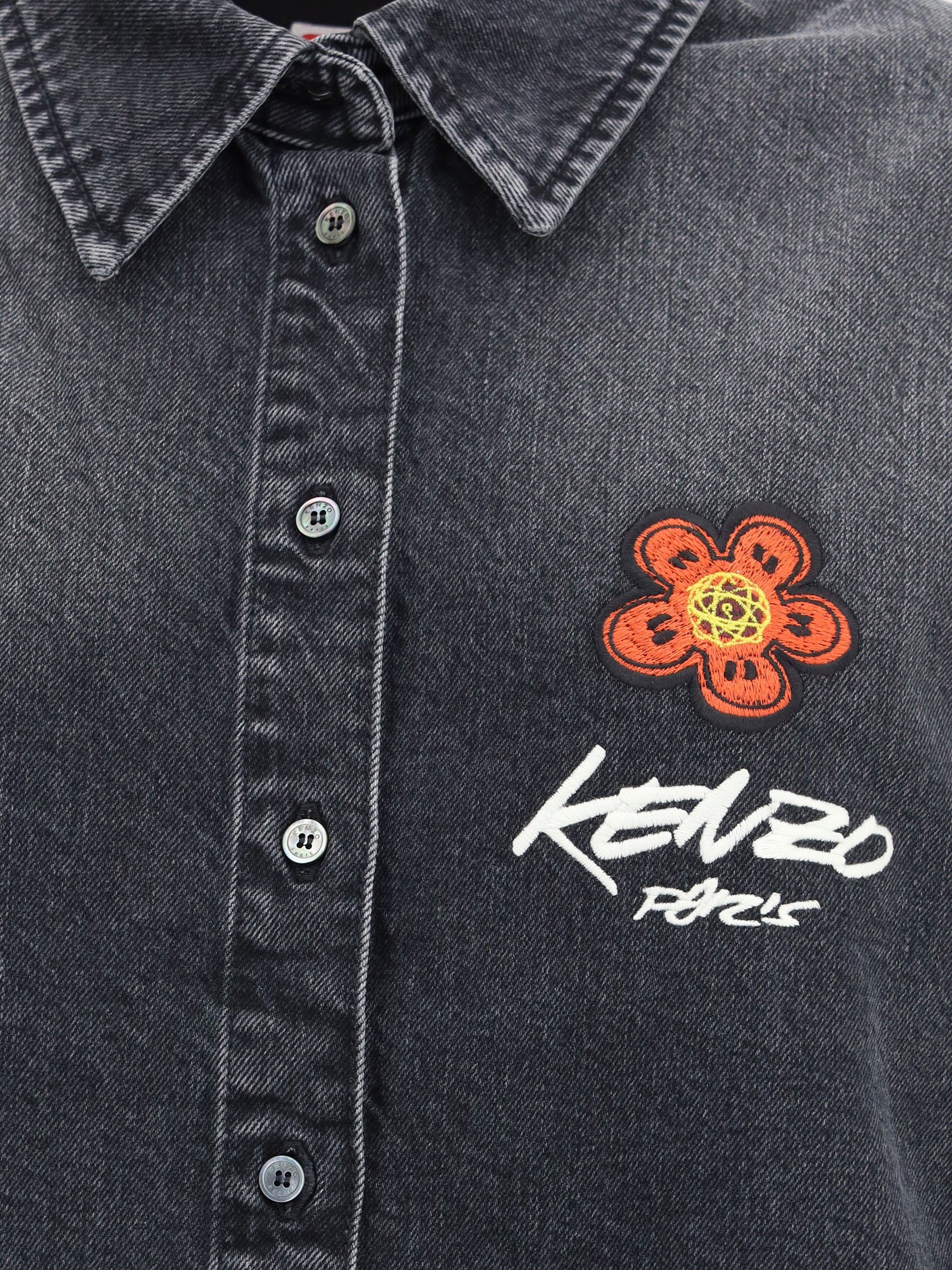KENZO 36 kenzo x futura workwear embroidered japanese denim shirt