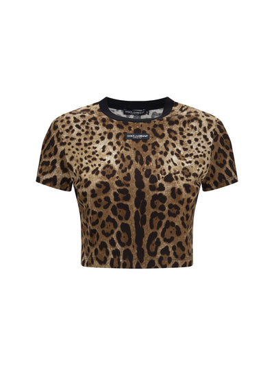 leopard-print cropped t-shirt