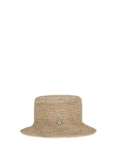 orb raffia bucket hat