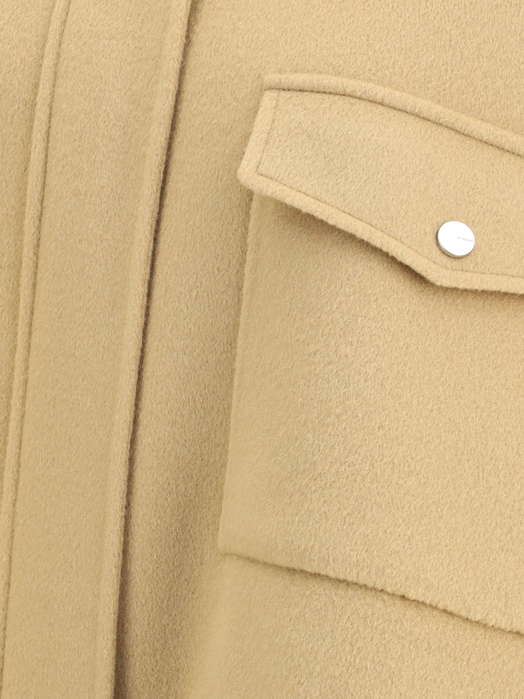 PINKO M double wool-blend fabric caban with high collar