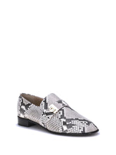 FERRAGAMO 5.5 python print leather loafers