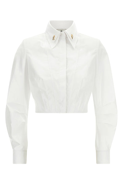 the elisabetta franchi cropped shirt redefines the codes of classic tailoring th
