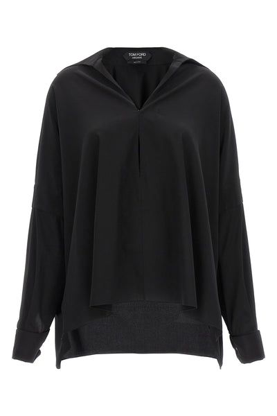 oversize crepe de chine stretch silk shirt
