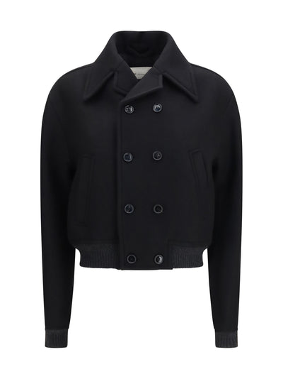 wool double-breasted bomber