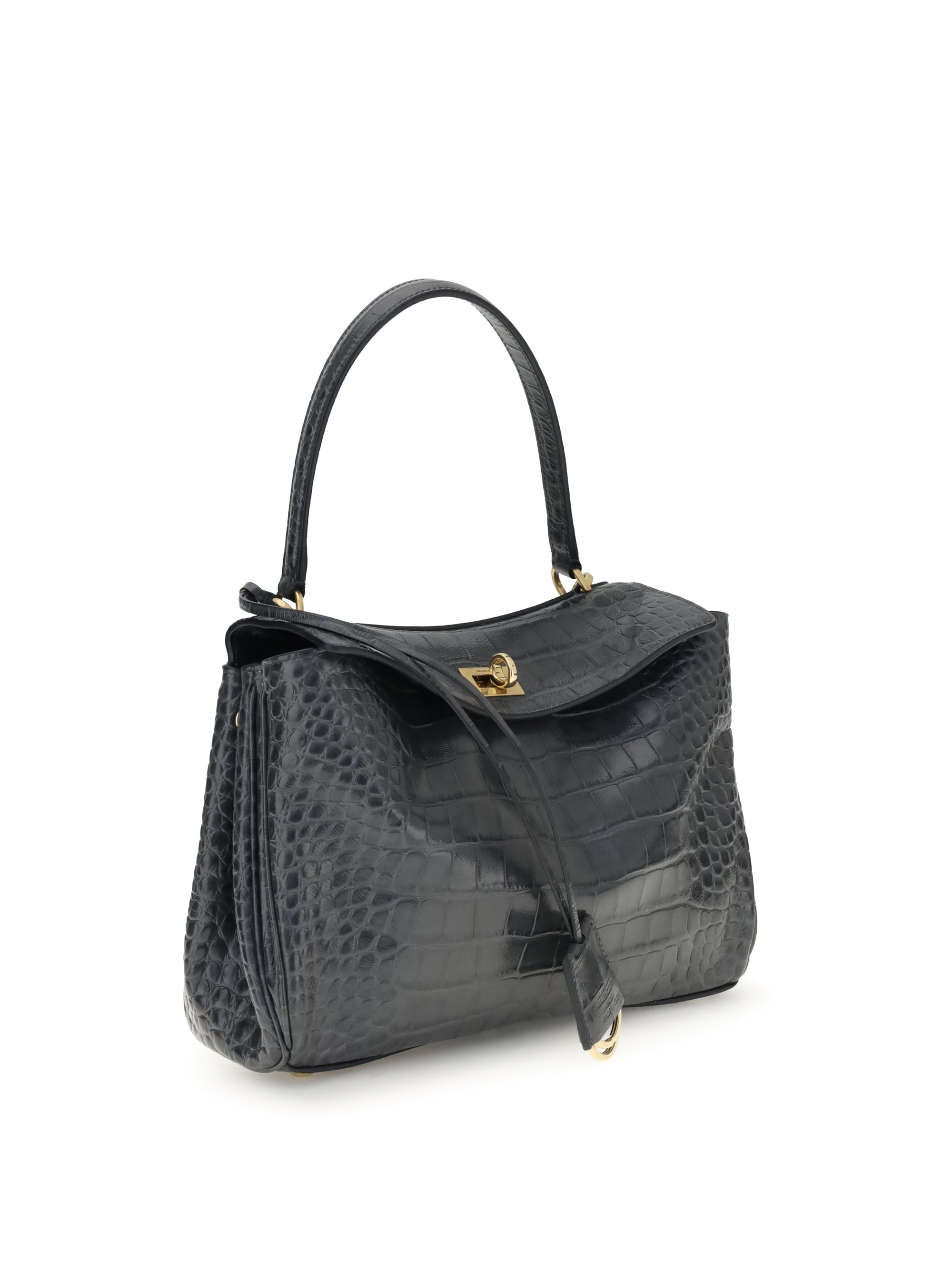 BALENCIAGA OS rodeo shoulder bag in crocodile-print leather