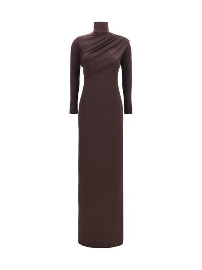twist high neck jersey dress