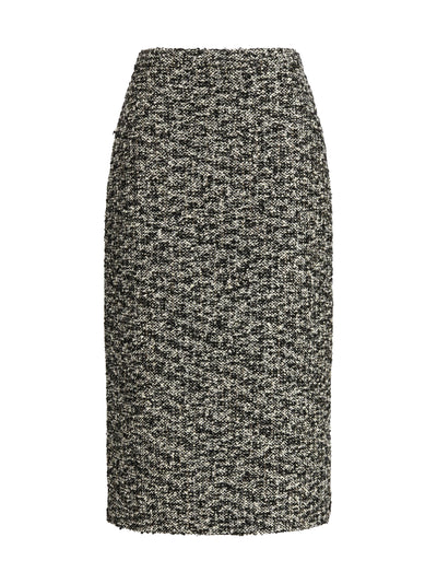 midi skirt in laminated bouclé fabric