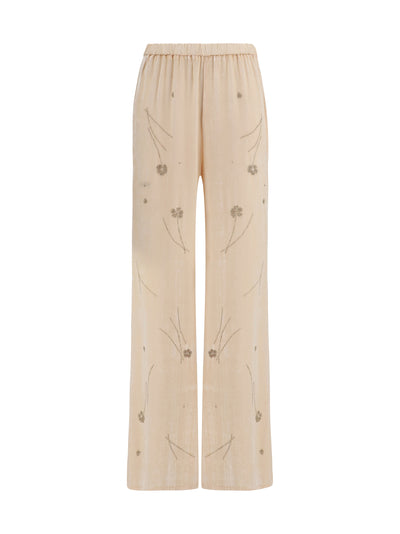 fleurs d’orient embroidered crushed velvet pants
