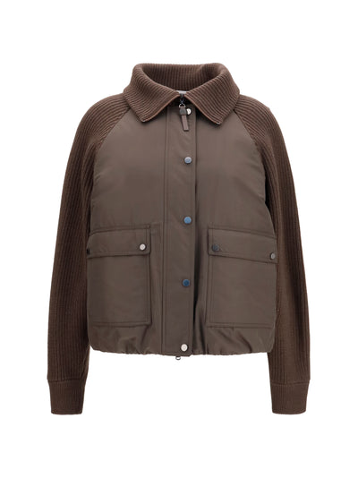 down jacket with wool sleeves