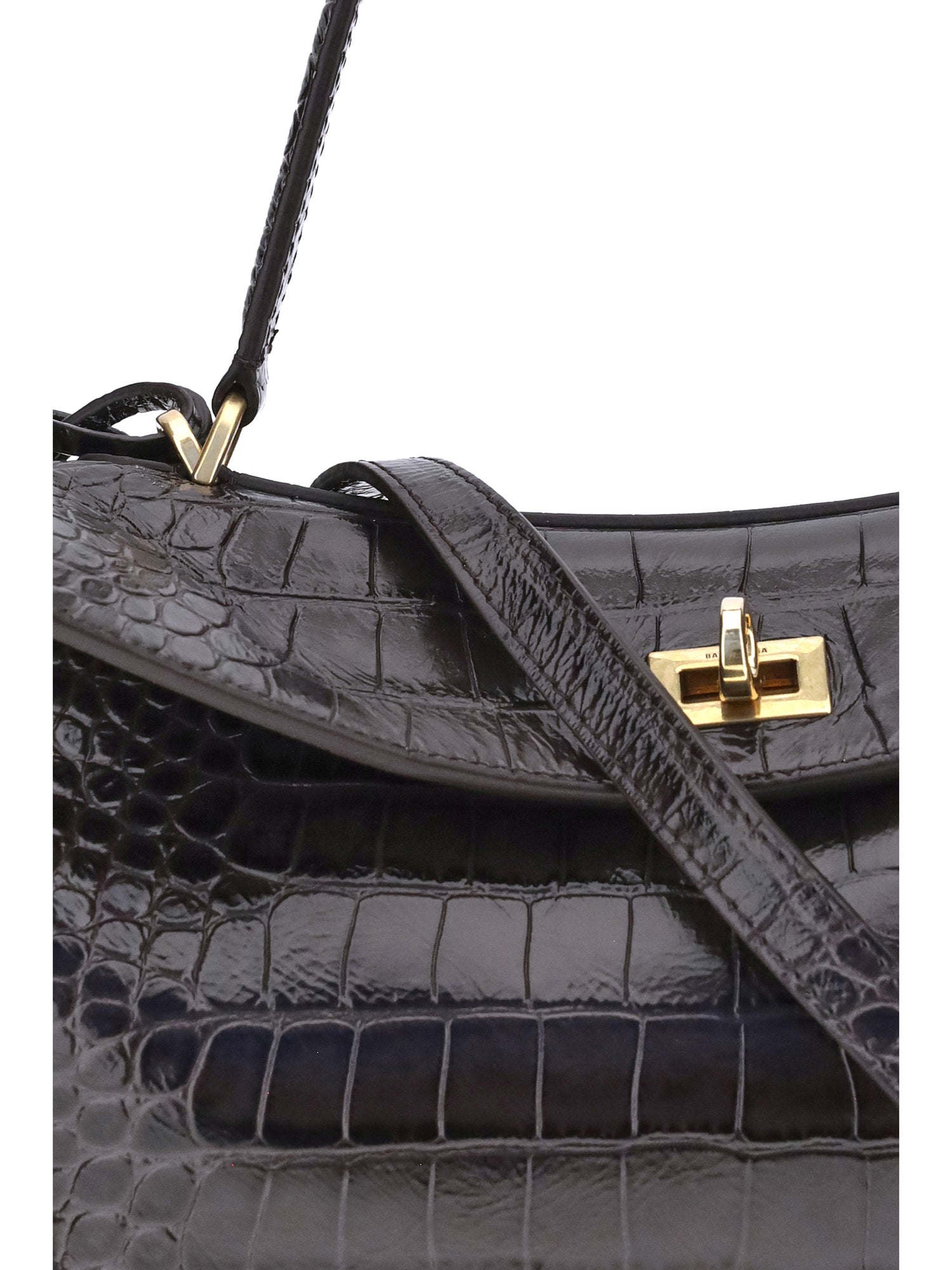 BALENCIAGA OS rodeo shoulder bag in crocodile-print leather