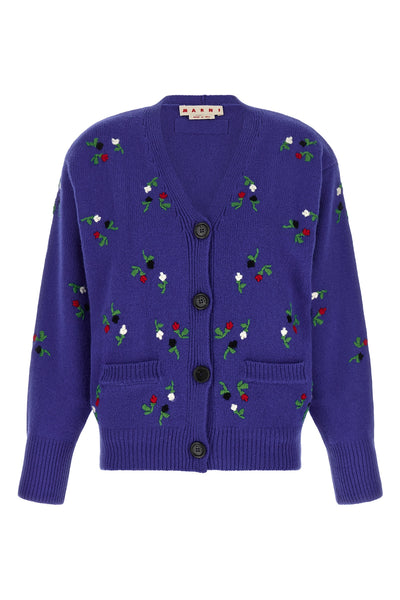 the marni cardigan in virgin wool and cashmere blend embodies a sophisticated an