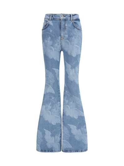 flare skinny angel-print jeans
