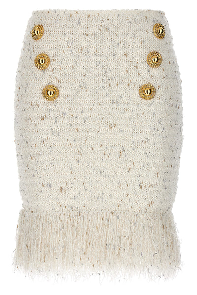 fringed tweed tweed skirt
