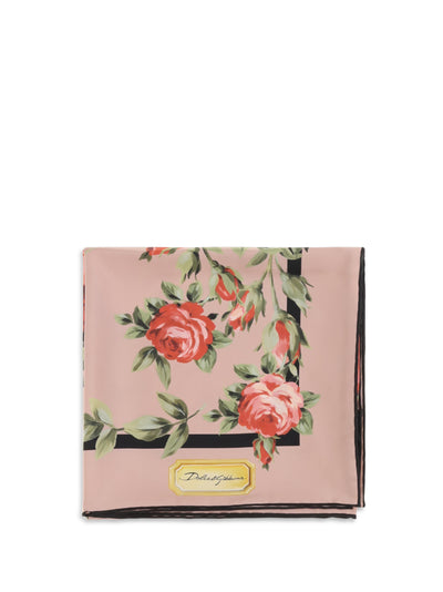silk twill scarf with rose bouquet print