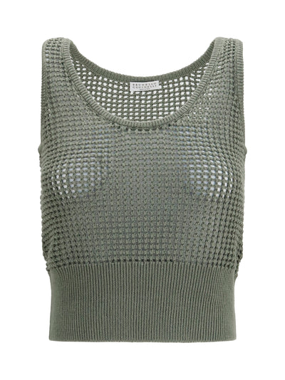perforated sequin tank top