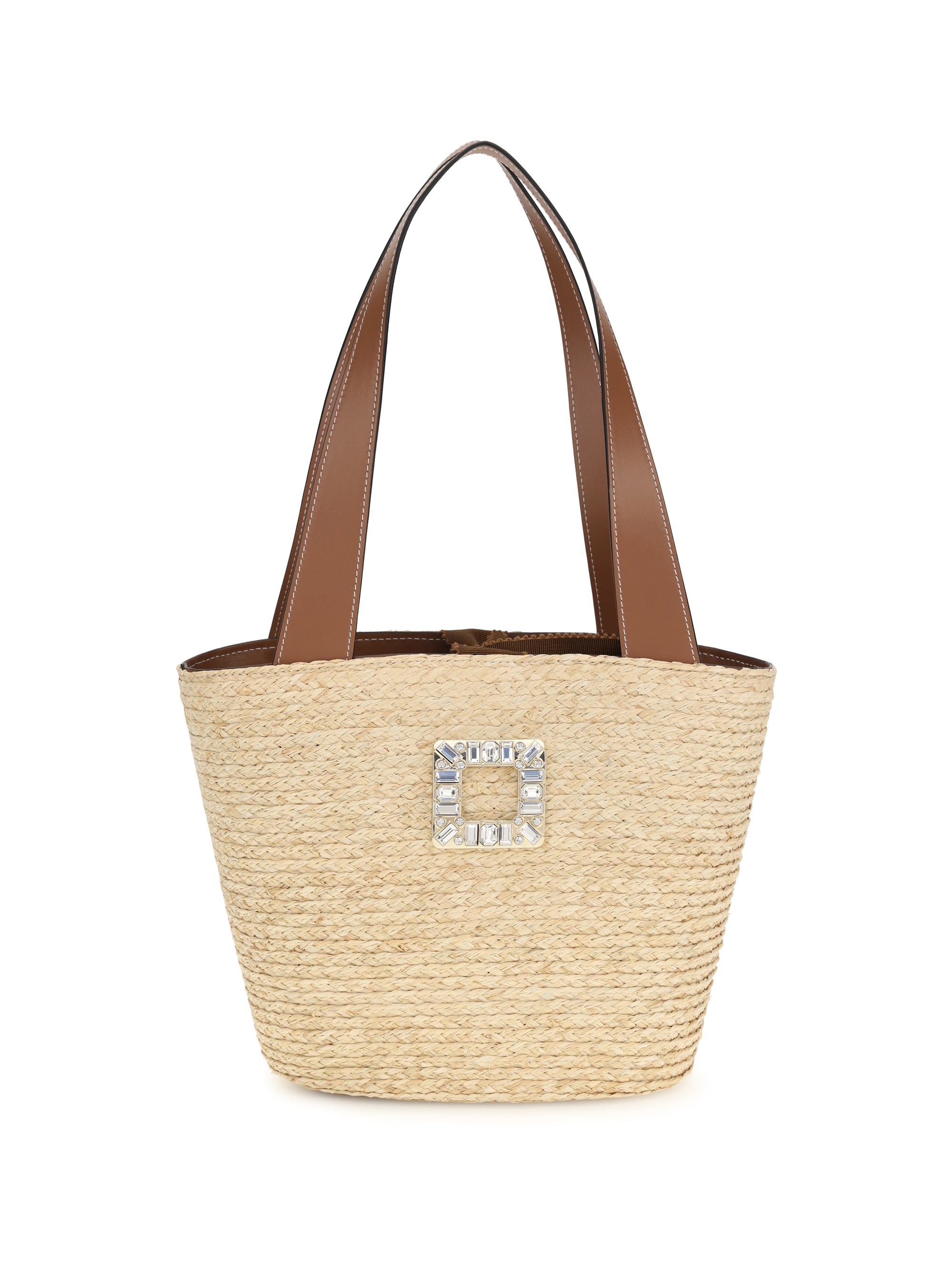 Roger Vivier Mini Viv' Skate Raffia Bucket Bag | Modecraze – MODECRAZE