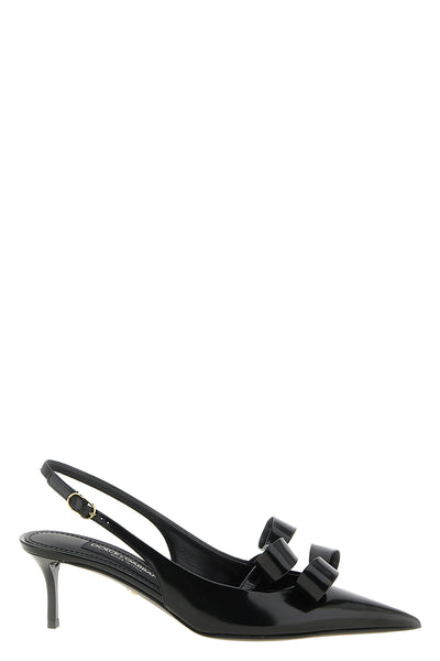 dolce&gabbana shiny calf leather slingbacks define a rigorous and hyper-feminine