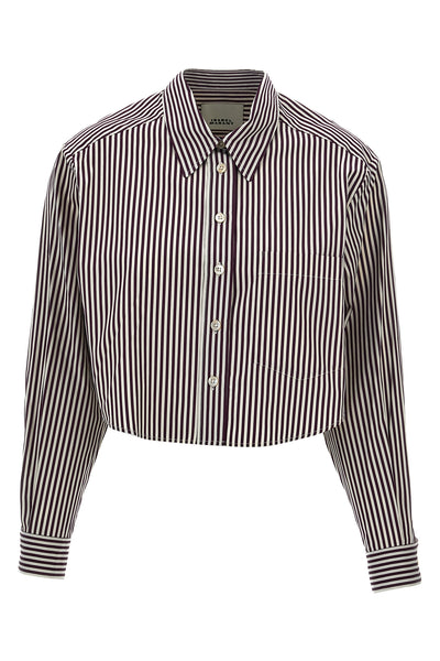 fleora striped cotton cropped shirt