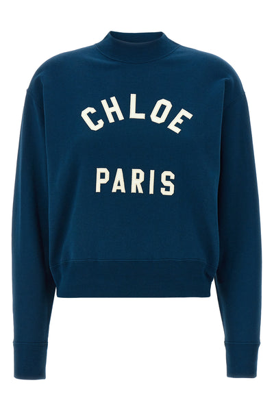 mock neck slightly boxy sweatshirt in brushed cotton