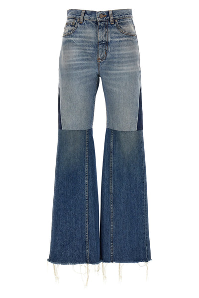 patchwork jeans in cotton denim
