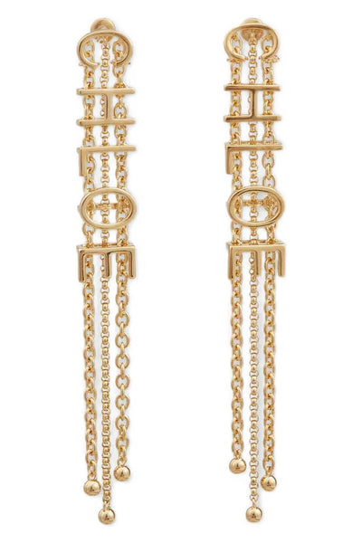 the chloé mini belt pendant earrings feature a linear metal frame