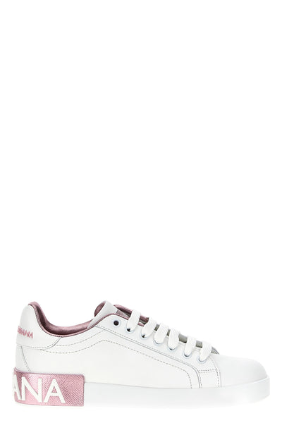 dolce & gabbana portofino lace-up calfskin leather sneakers
