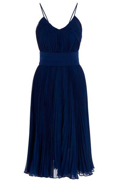 plexiglas midi dress in a pleated fabric