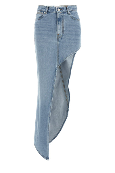mini one-leg denim skirt in cotton denim