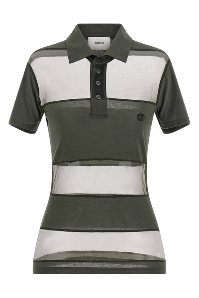 sheer striped polo shirt in stretch technical fabric