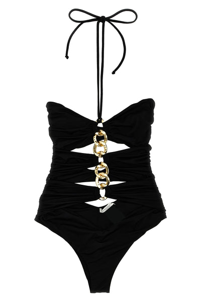 shiny lycra one-piece swimsuit