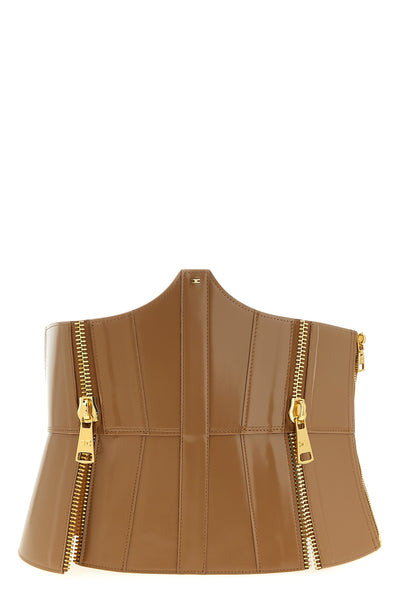 the elisabetta franchi corset belt defines the silhouette through a rigorous con